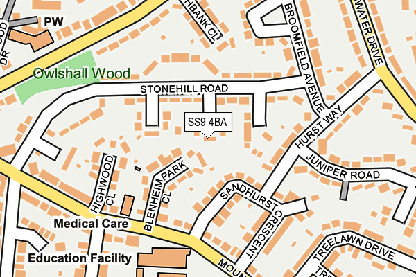 SS9 4BA map - OS OpenMap – Local (Ordnance Survey)
