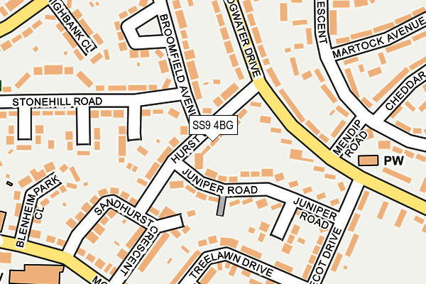 SS9 4BG map - OS OpenMap – Local (Ordnance Survey)