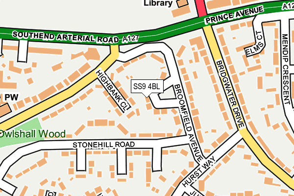 SS9 4BL map - OS OpenMap – Local (Ordnance Survey)