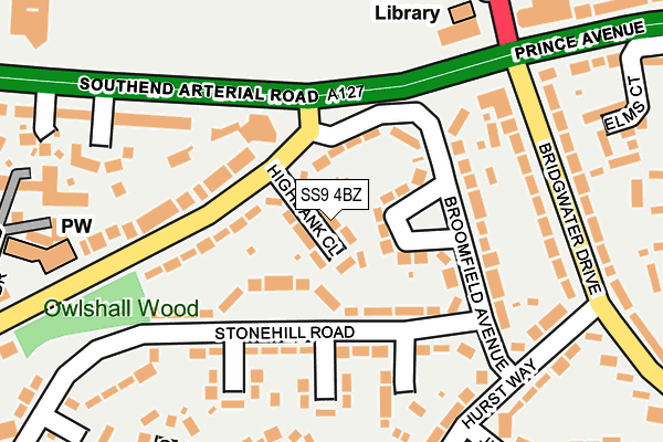 SS9 4BZ map - OS OpenMap – Local (Ordnance Survey)