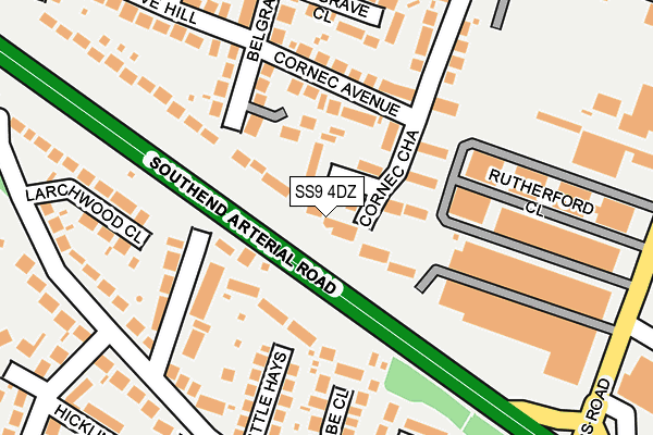 SS9 4DZ map - OS OpenMap – Local (Ordnance Survey)