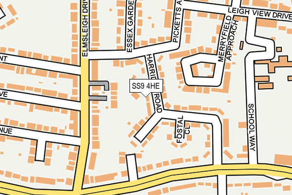 SS9 4HE map - OS OpenMap – Local (Ordnance Survey)