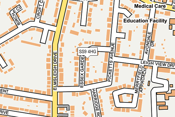 SS9 4HG map - OS OpenMap – Local (Ordnance Survey)