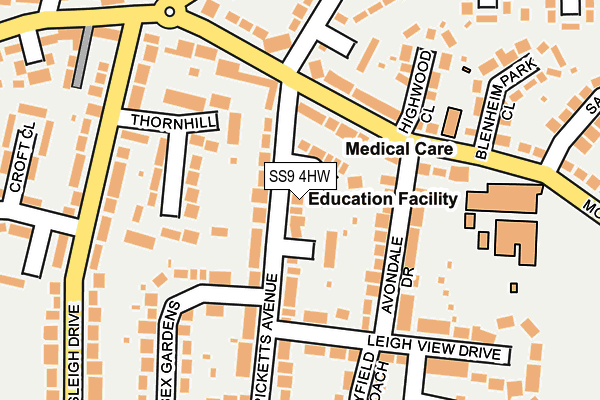 SS9 4HW map - OS OpenMap – Local (Ordnance Survey)