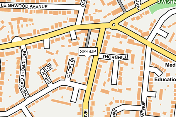 SS9 4JP map - OS OpenMap – Local (Ordnance Survey)