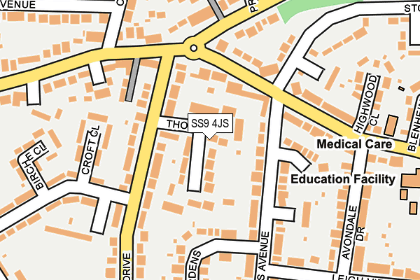 SS9 4JS map - OS OpenMap – Local (Ordnance Survey)