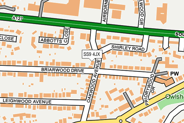SS9 4JX map - OS OpenMap – Local (Ordnance Survey)