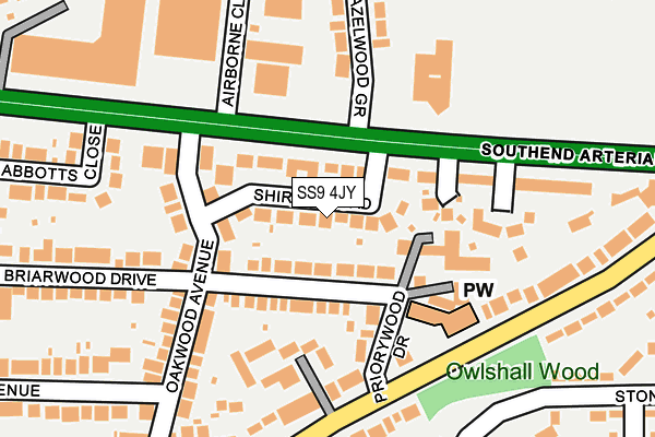 SS9 4JY map - OS OpenMap – Local (Ordnance Survey)