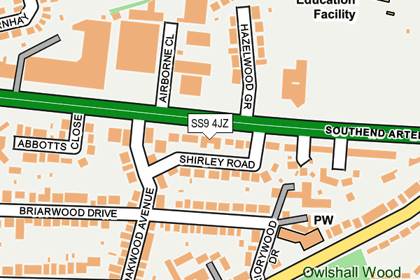 SS9 4JZ map - OS OpenMap – Local (Ordnance Survey)