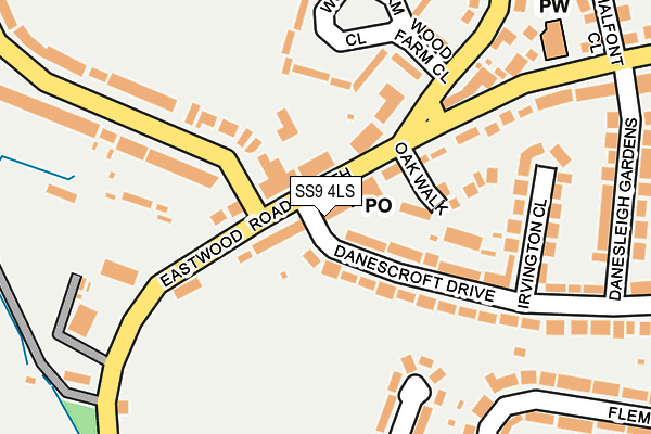 SS9 4LS map - OS OpenMap – Local (Ordnance Survey)