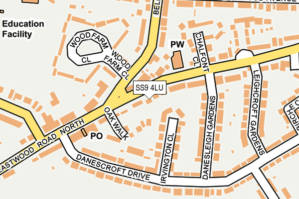 SS9 4LU map - OS OpenMap – Local (Ordnance Survey)