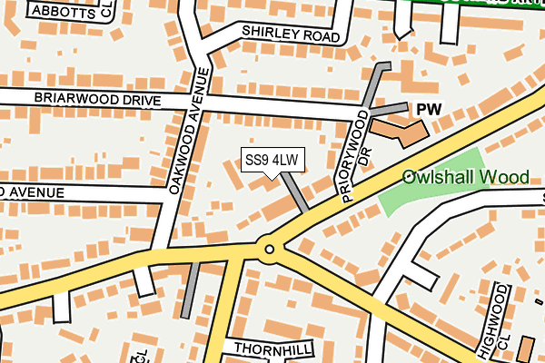 SS9 4LW map - OS OpenMap – Local (Ordnance Survey)