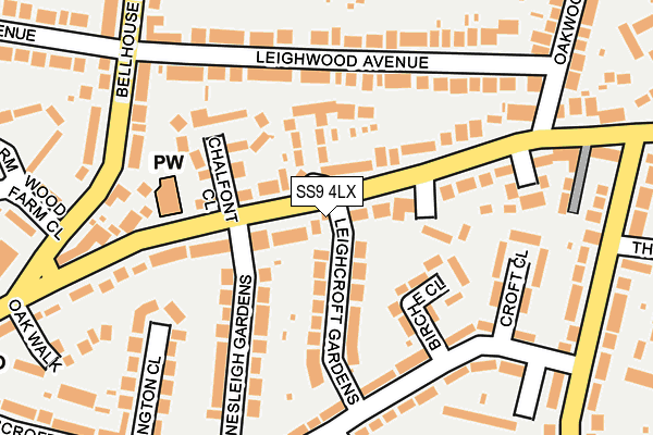 SS9 4LX map - OS OpenMap – Local (Ordnance Survey)