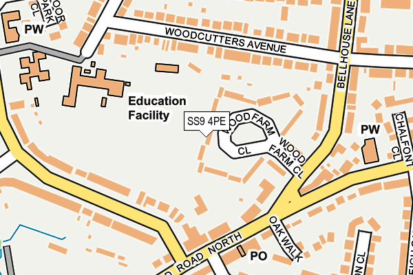 SS9 4PE map - OS OpenMap – Local (Ordnance Survey)