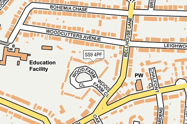 SS9 4PF map - OS OpenMap – Local (Ordnance Survey)