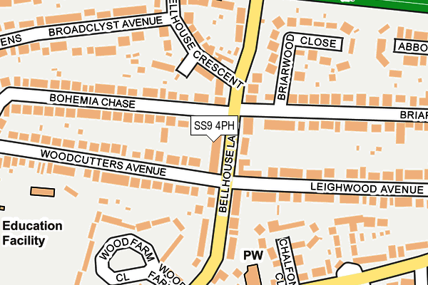 SS9 4PH map - OS OpenMap – Local (Ordnance Survey)