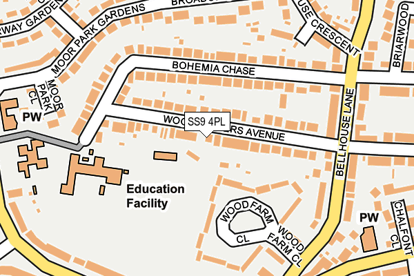 SS9 4PL map - OS OpenMap – Local (Ordnance Survey)