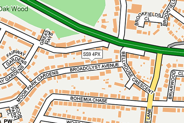 SS9 4PX map - OS OpenMap – Local (Ordnance Survey)