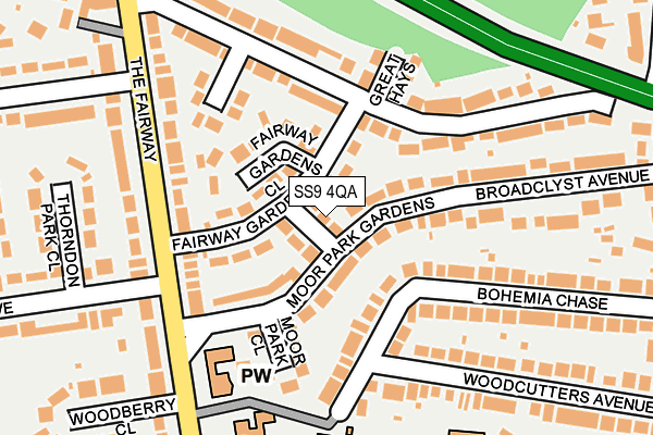 SS9 4QA map - OS OpenMap – Local (Ordnance Survey)