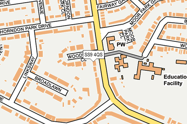 SS9 4QS map - OS OpenMap – Local (Ordnance Survey)