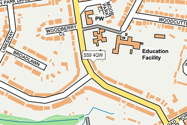 SS9 4QW map - OS OpenMap – Local (Ordnance Survey)