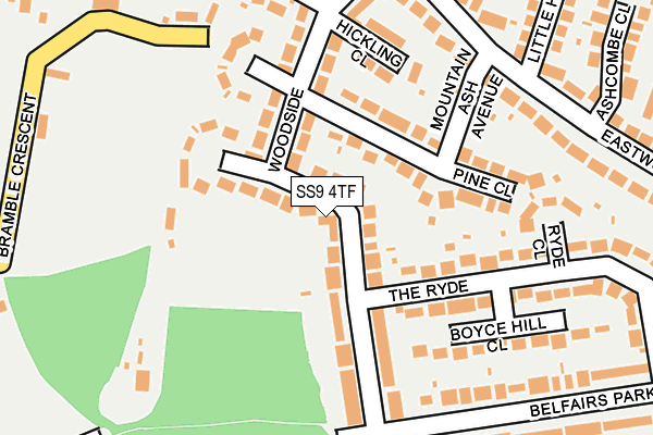 SS9 4TF map - OS OpenMap – Local (Ordnance Survey)