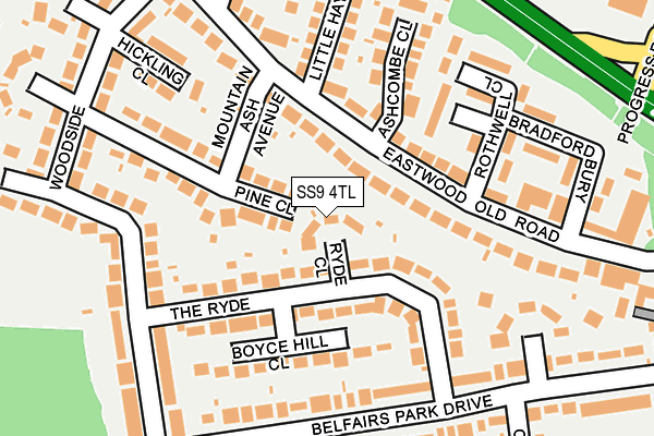 SS9 4TL map - OS OpenMap – Local (Ordnance Survey)