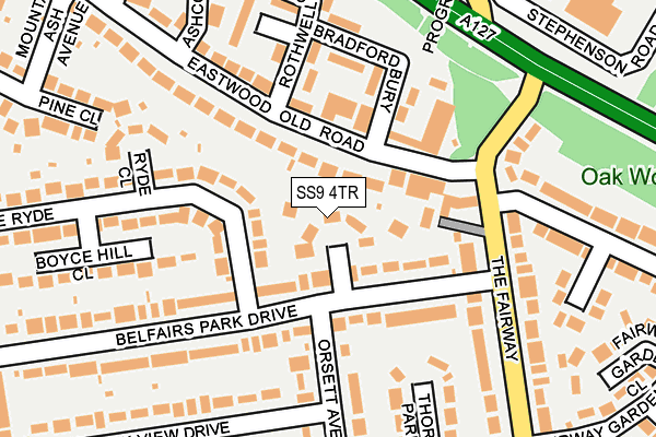 SS9 4TR map - OS OpenMap – Local (Ordnance Survey)