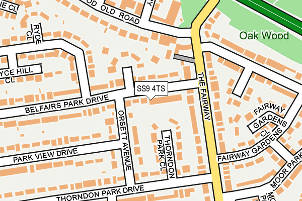 SS9 4TS map - OS OpenMap – Local (Ordnance Survey)