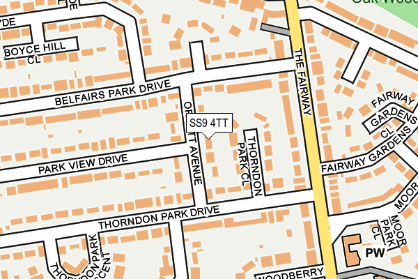 SS9 4TT map - OS OpenMap – Local (Ordnance Survey)