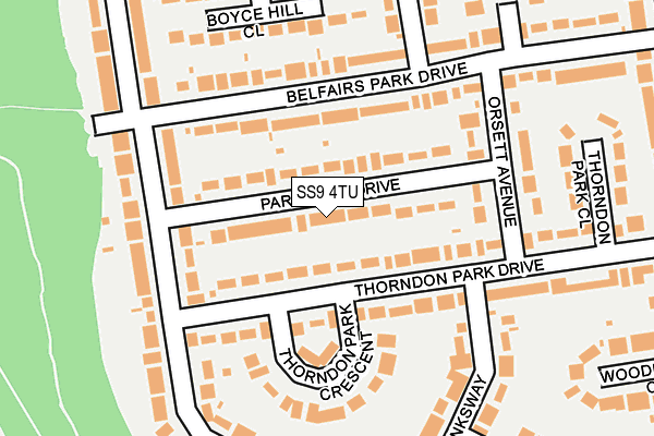 SS9 4TU map - OS OpenMap – Local (Ordnance Survey)