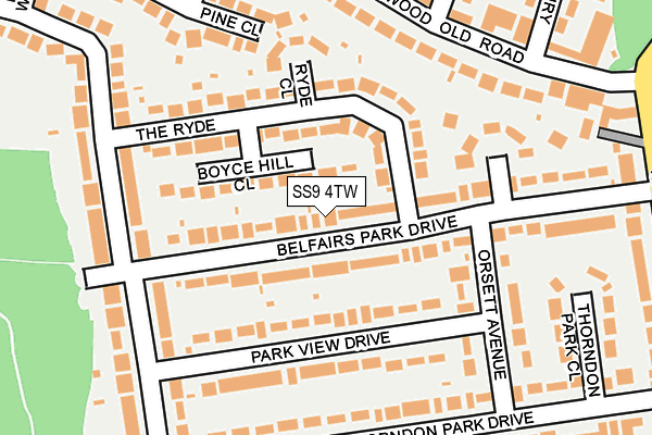 SS9 4TW map - OS OpenMap – Local (Ordnance Survey)