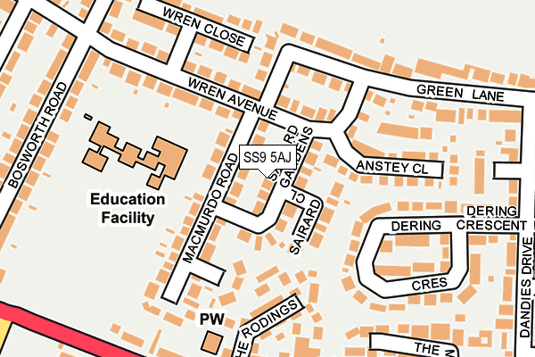 SS9 5AJ map - OS OpenMap – Local (Ordnance Survey)