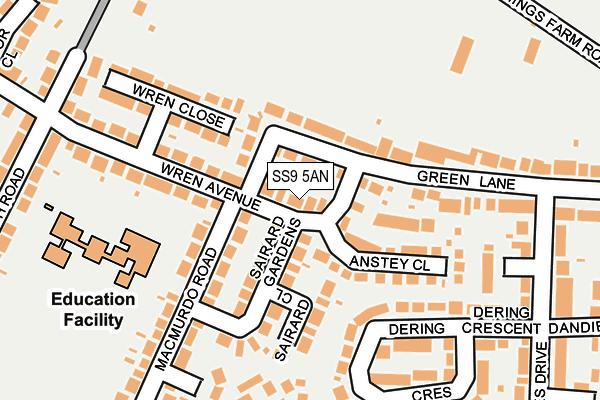 SS9 5AN map - OS OpenMap – Local (Ordnance Survey)