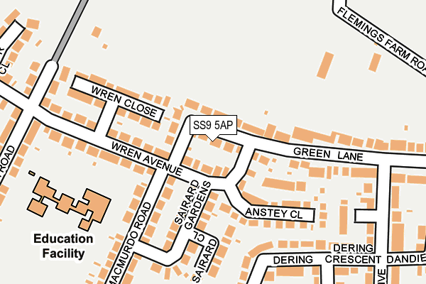 SS9 5AP map - OS OpenMap – Local (Ordnance Survey)