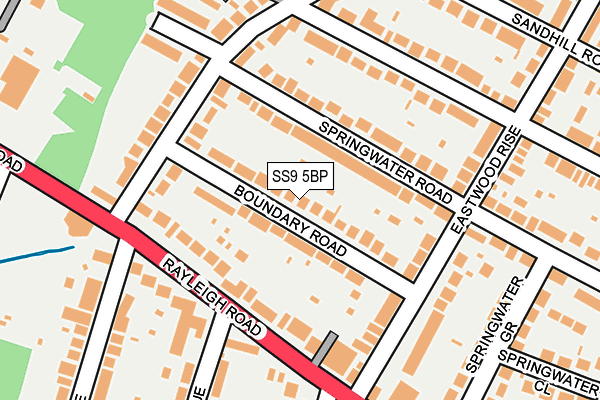 SS9 5BP map - OS OpenMap – Local (Ordnance Survey)