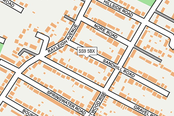 SS9 5BX map - OS OpenMap – Local (Ordnance Survey)