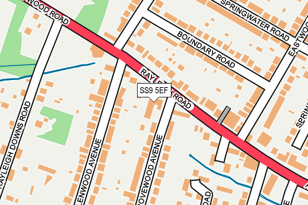 SS9 5EF map - OS OpenMap – Local (Ordnance Survey)