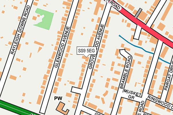 SS9 5EG map - OS OpenMap – Local (Ordnance Survey)