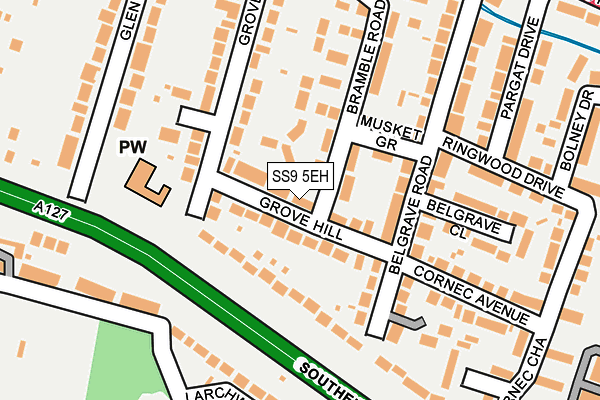 SS9 5EH map - OS OpenMap – Local (Ordnance Survey)