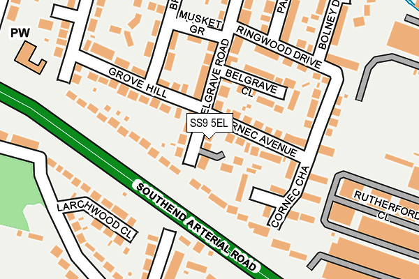 SS9 5EL map - OS OpenMap – Local (Ordnance Survey)