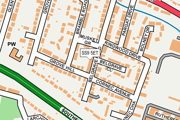 SS9 5ET map - OS OpenMap – Local (Ordnance Survey)