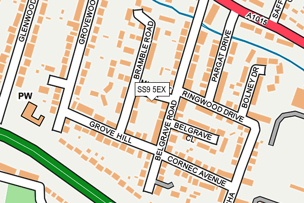 SS9 5EX map - OS OpenMap – Local (Ordnance Survey)
