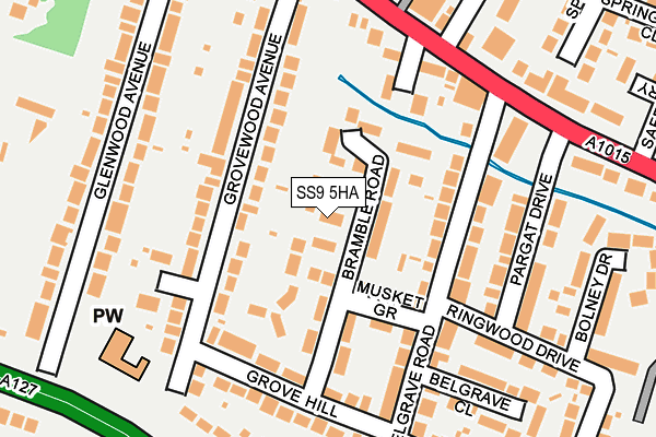 SS9 5HA map - OS OpenMap – Local (Ordnance Survey)