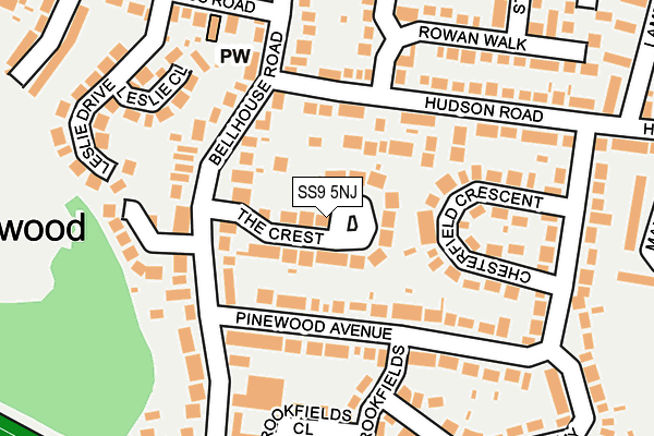 SS9 5NJ map - OS OpenMap – Local (Ordnance Survey)