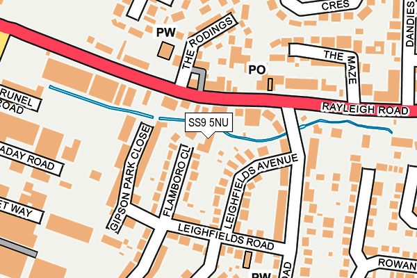 SS9 5NU map - OS OpenMap – Local (Ordnance Survey)
