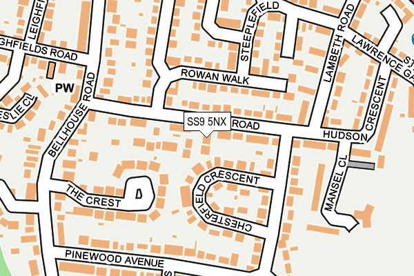 SS9 5NX map - OS OpenMap – Local (Ordnance Survey)