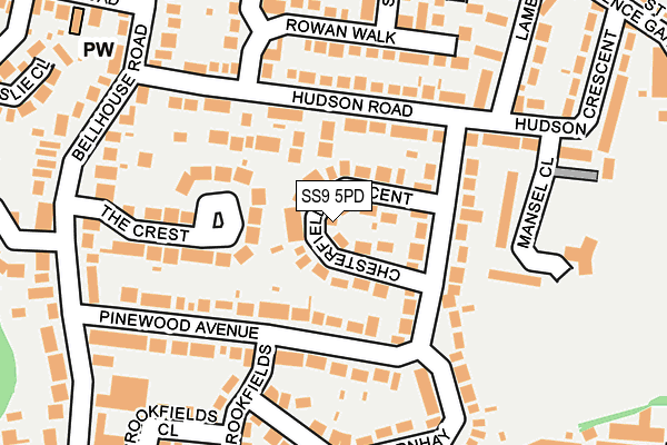 SS9 5PD map - OS OpenMap – Local (Ordnance Survey)