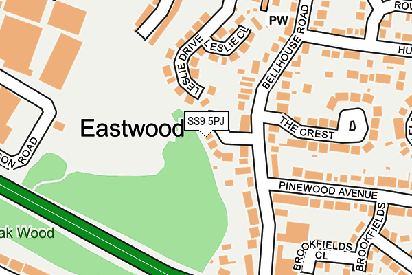 SS9 5PJ map - OS OpenMap – Local (Ordnance Survey)