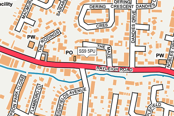 SS9 5PU map - OS OpenMap – Local (Ordnance Survey)